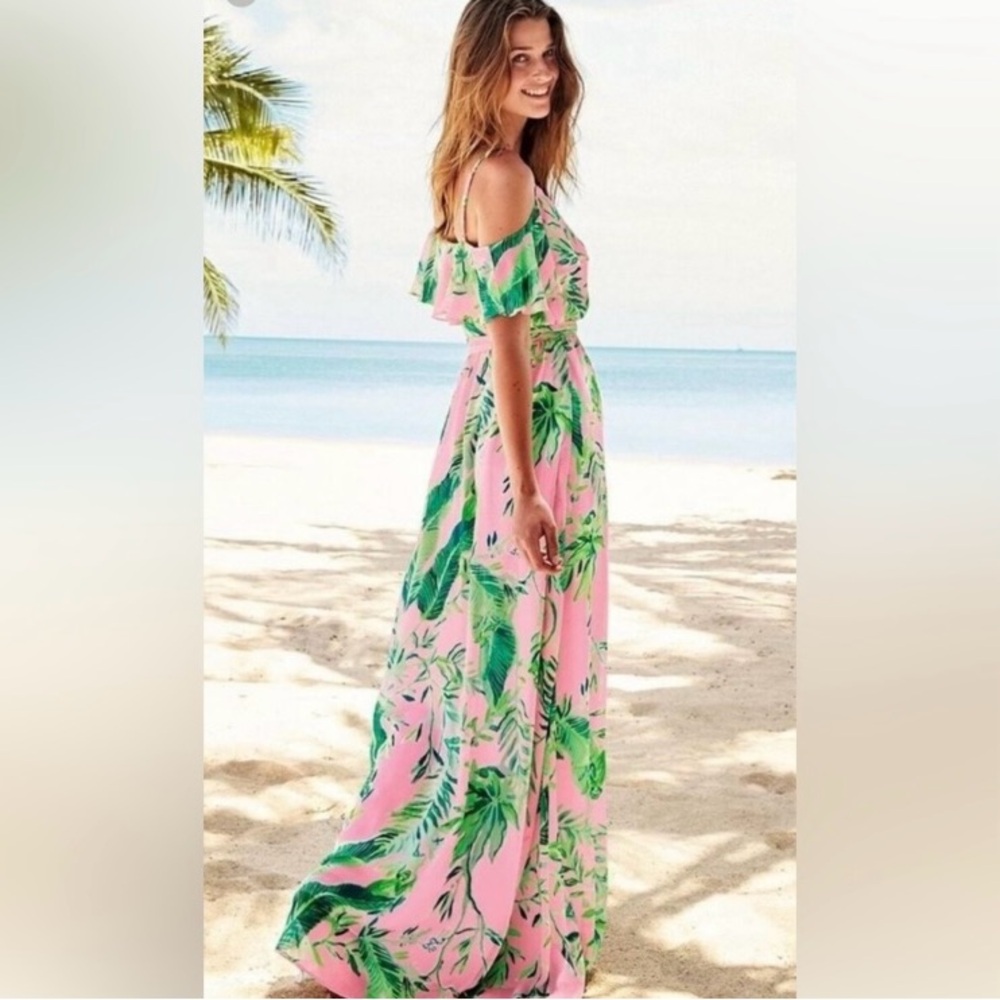NWOT Lilly Pulitzer Zadie Maxi Dress in Coral Reef Tint Chimposerie Size…